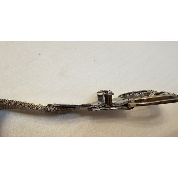 Vintage‎ USMECO Silver Woven Mesh Metal Braided Studded Leather Belt w/gold Bead - Picture 12 of 14